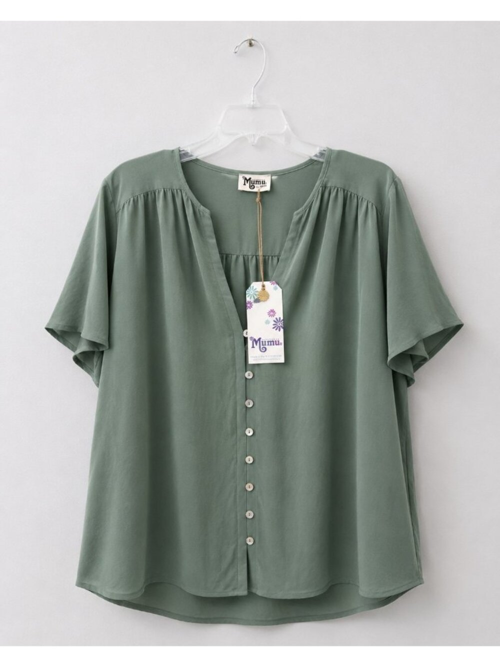 Show Me Your Mumu Size XL Green Chiffon Lined Tunic Top NEW